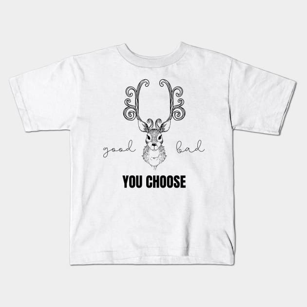 Hopeful Reindeer Good or Bad? You Choose Christmas Gifts Christmas Anticipation Christmas List Santa Claus Kids T-Shirt by nathalieaynie